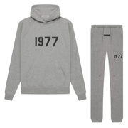 Fear of God Essentials 1977 Dark Oatmeal Logo Hoodie and Joggers Set
