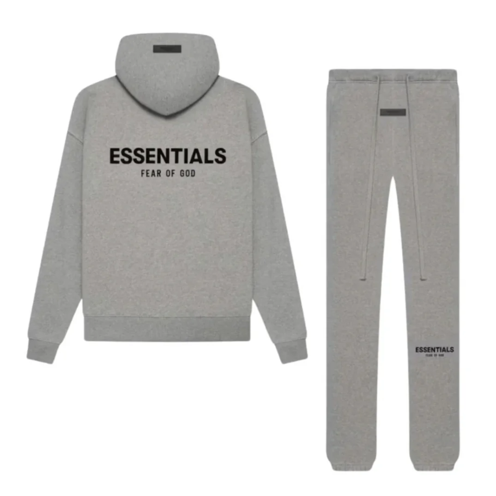 Fear of God Essentials Dark Oatmeal Logo Hoodie and Joggers Set