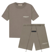 Fear of God Essentials Desert Brown Logo T-Shirt and Shorts Set