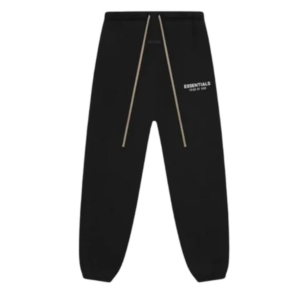 Fear of God Essentials FW24 Black Hoodie and Joggers Set with White Logo