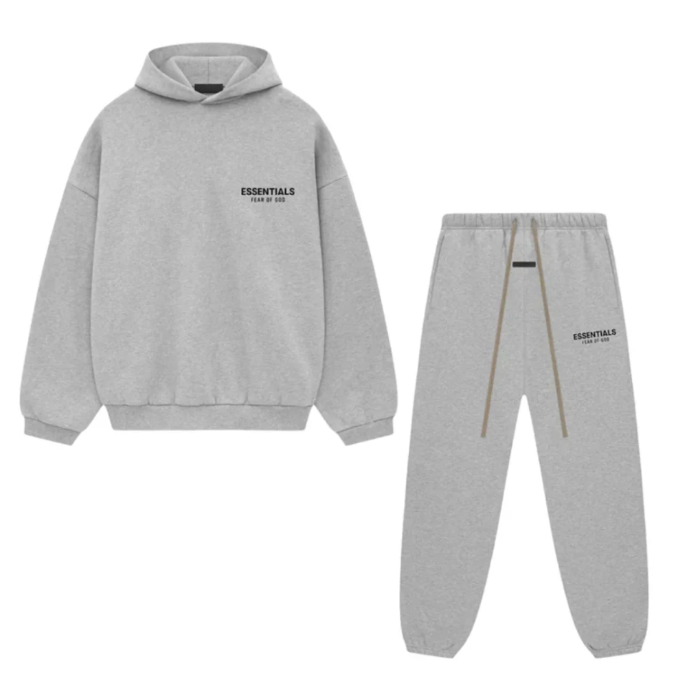 Fear of God Essentials FW24 Light Heather Logo Hoodie and Joggers Set