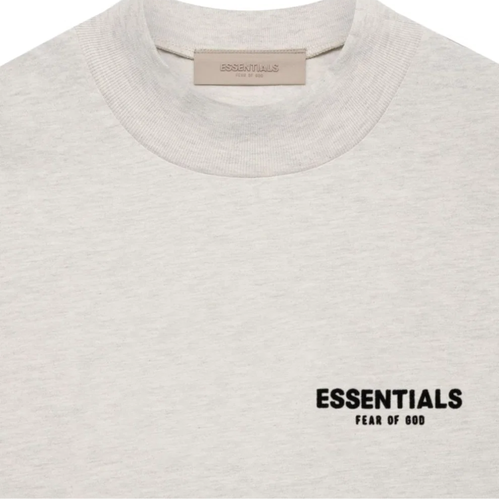 Fear of God Essentials Light Oatmeal Logo T-Shirt and Shorts Set