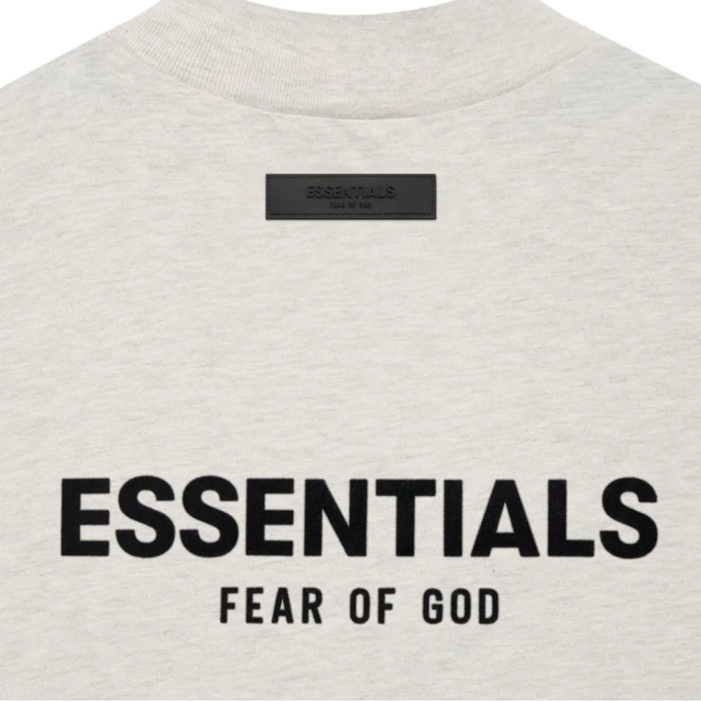 Fear of God Essentials Light Oatmeal Logo T-Shirt and Shorts Set