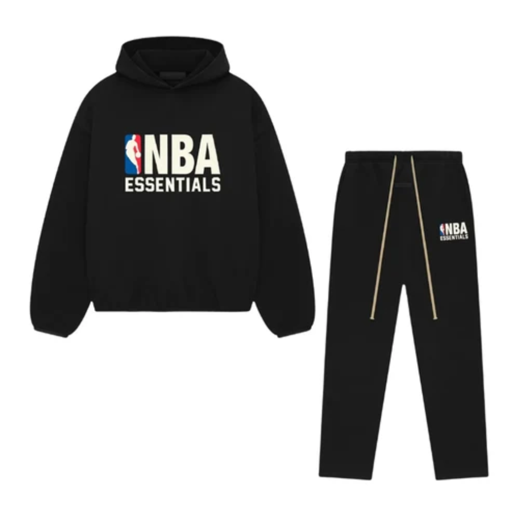 Fear of God Essentials NBA Black Logo Hoodie and Sweatpants Set