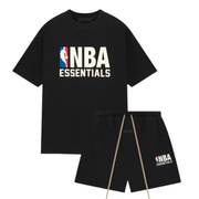 Fear of God Essentials NBA Black Logo T-Shirt and Shorts Set