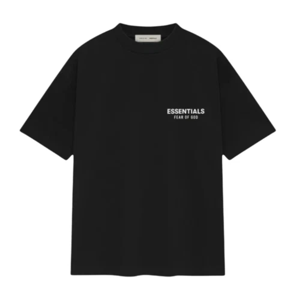 Fear of God Essentials SS25 Jet Black Logo T-Shirt and Shorts Set