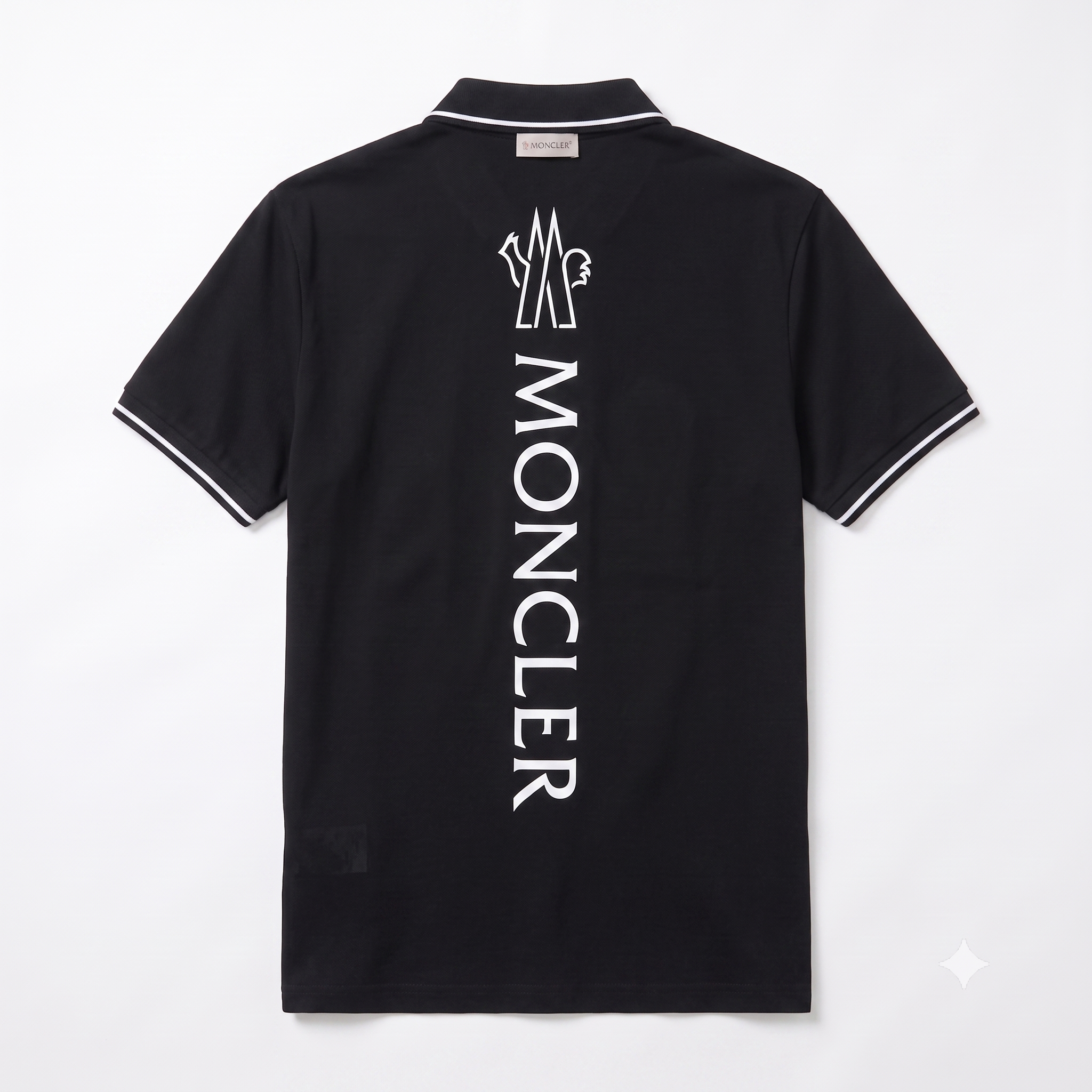 Moncler Men's White Short Sleeve Contrast Trim Logo Polo Shirt