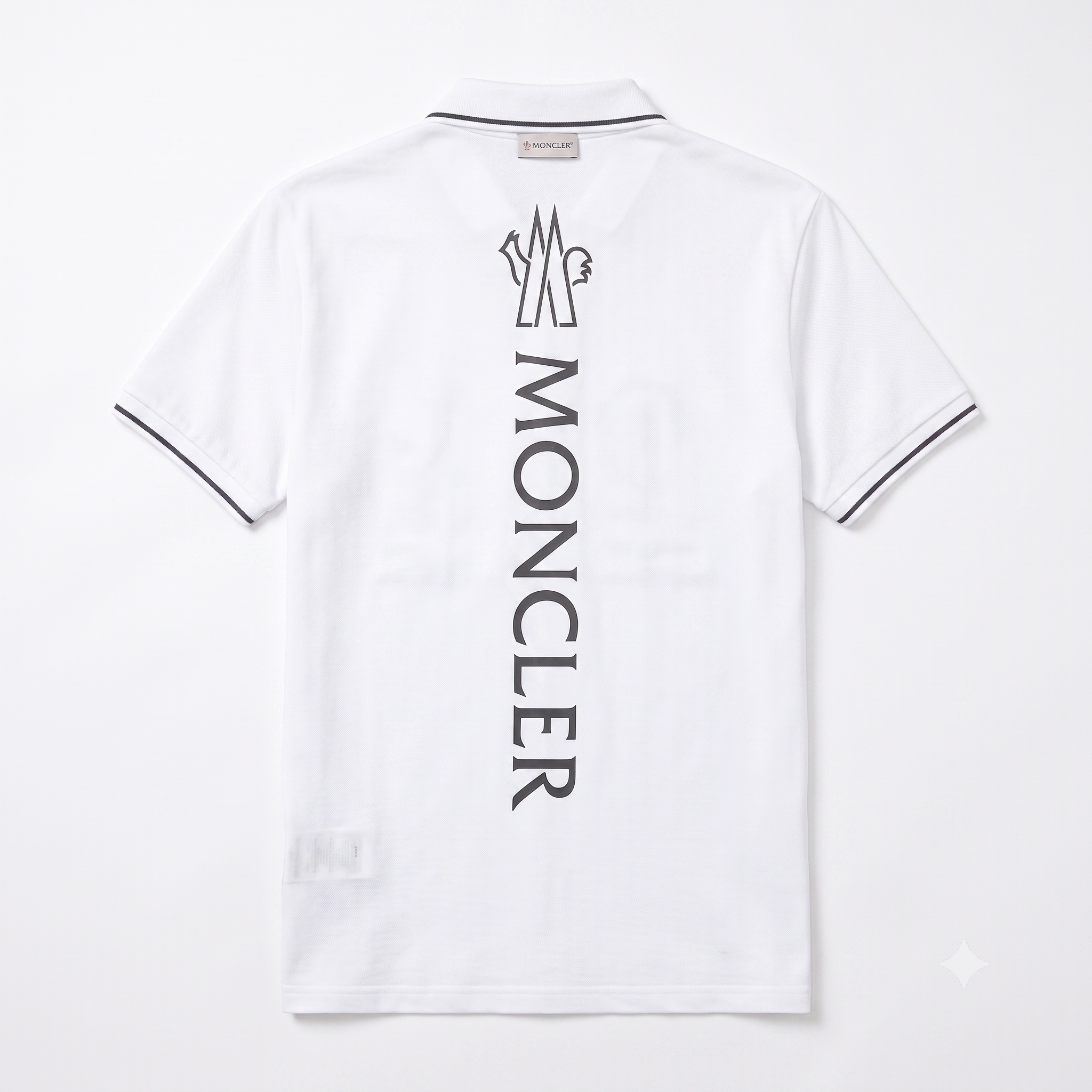 Moncler Men's White Short Sleeve Contrast Trim Logo Polo Shirt