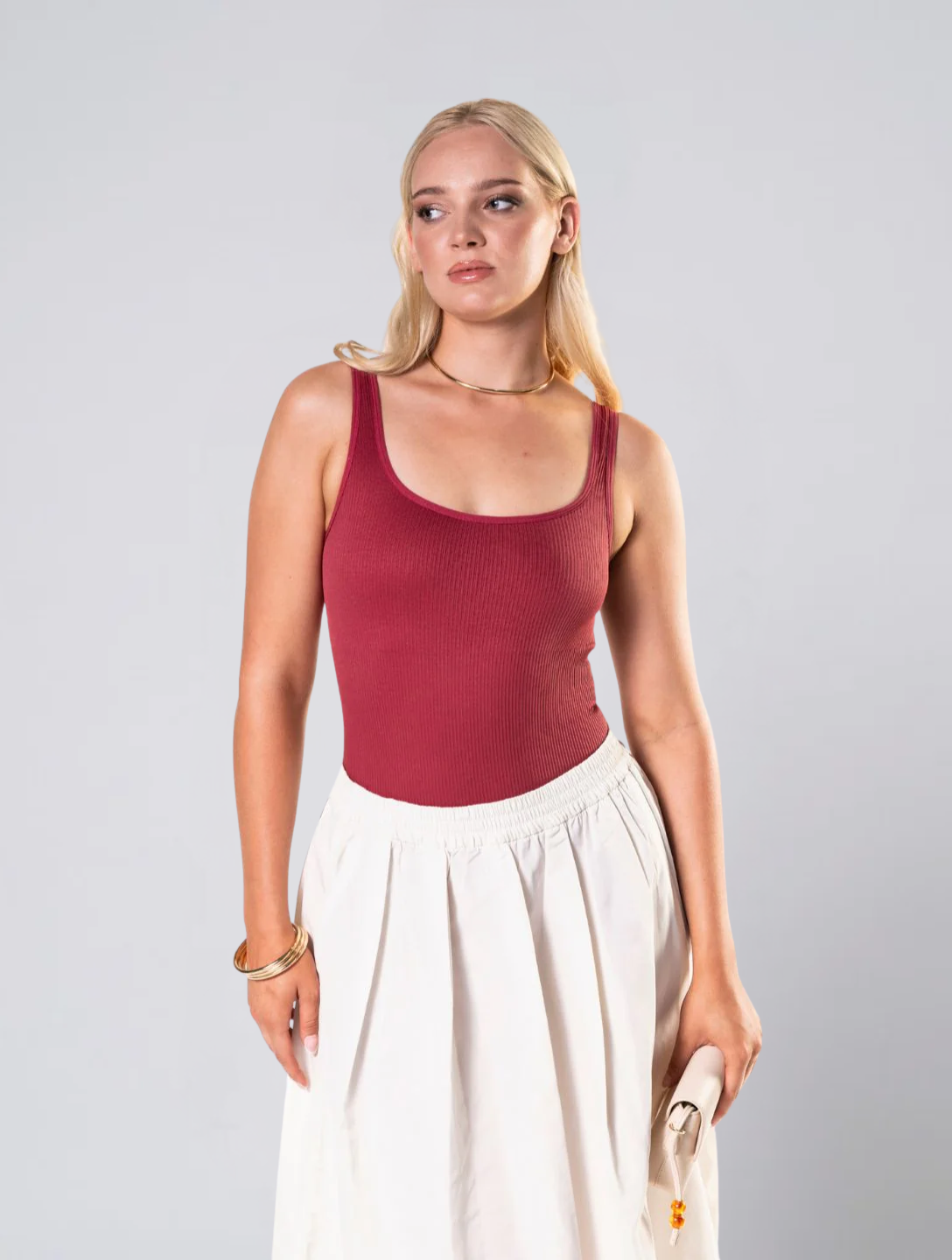 Seamless Ribbed Scoop Neck Bodysuit for Women – Stretch Body for Everyday Wear