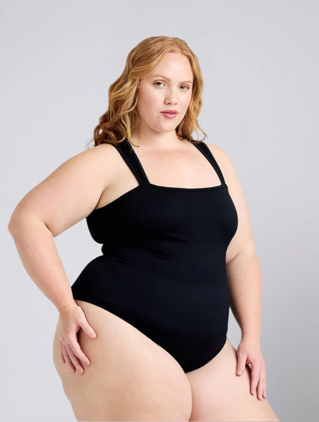 Seamless Ribbed Square Neck Bodysuit for Women – Stretch Body for Everyday Wear