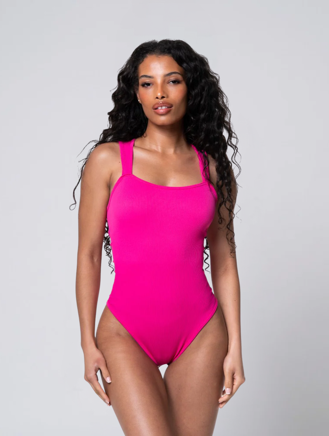 Seamless Ribbed Square Neck Bodysuit for Women – Stretch Body for Everyday Wear