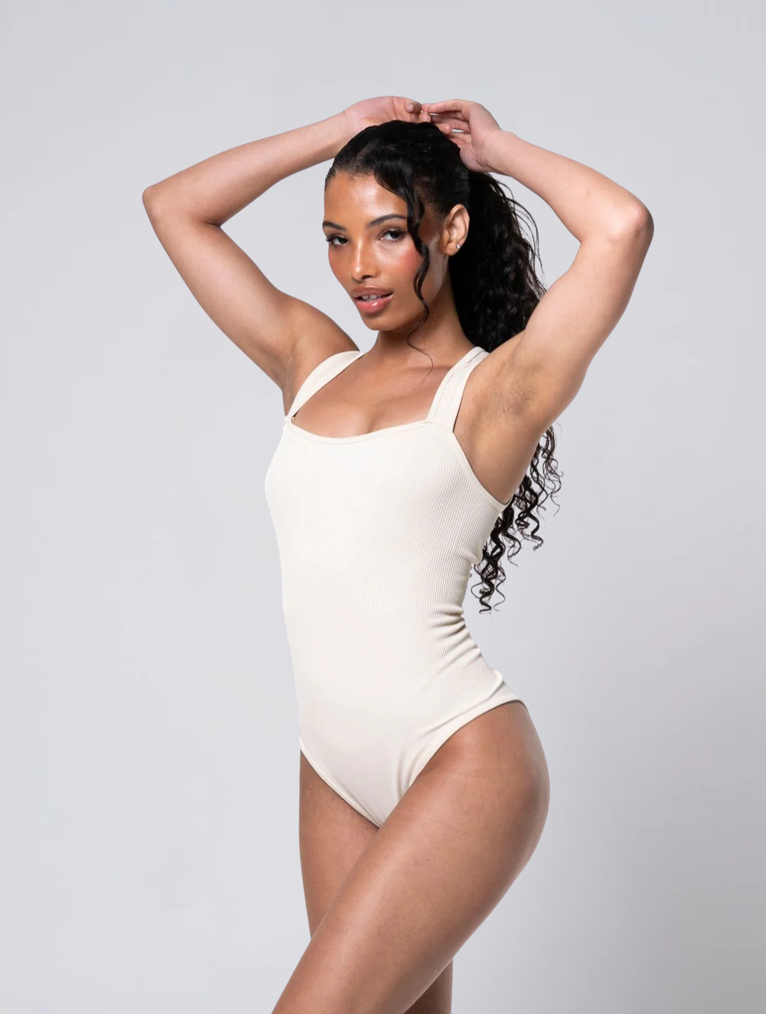 Seamless Ribbed Square Neck Bodysuit for Women – Stretch Body for Everyday Wear