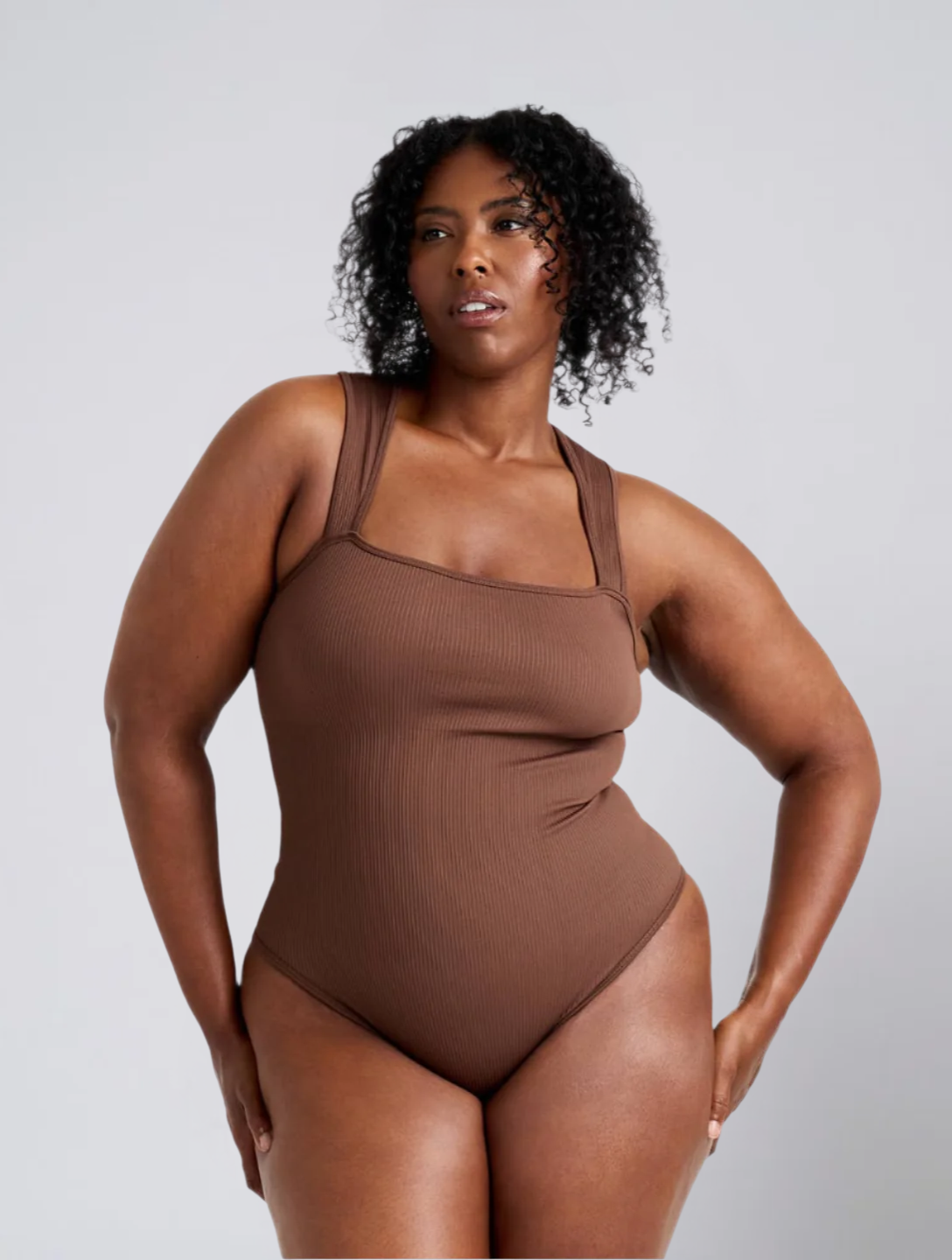 Seamless Ribbed Square Neck Bodysuit for Women – Stretch Body for Everyday Wear