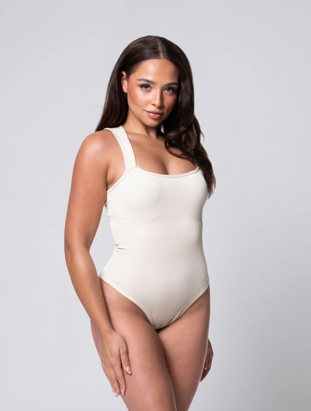 Seamless Ribbed Square Neck Bodysuit for Women – Stretch Body for Everyday Wear