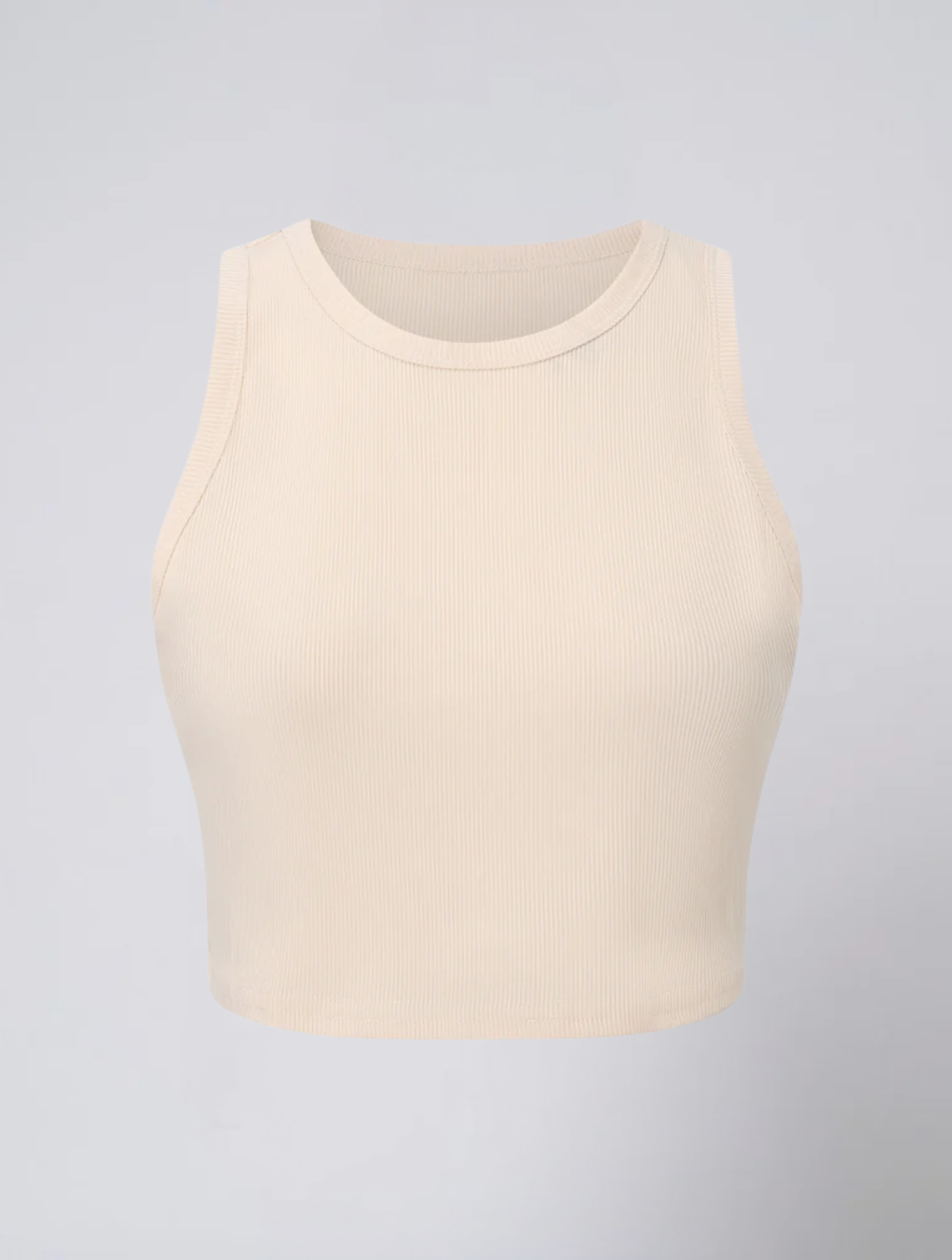 Ribbed Cropped Tank Top for Women – Sleeveless Slim Fit High Neck Crop Top