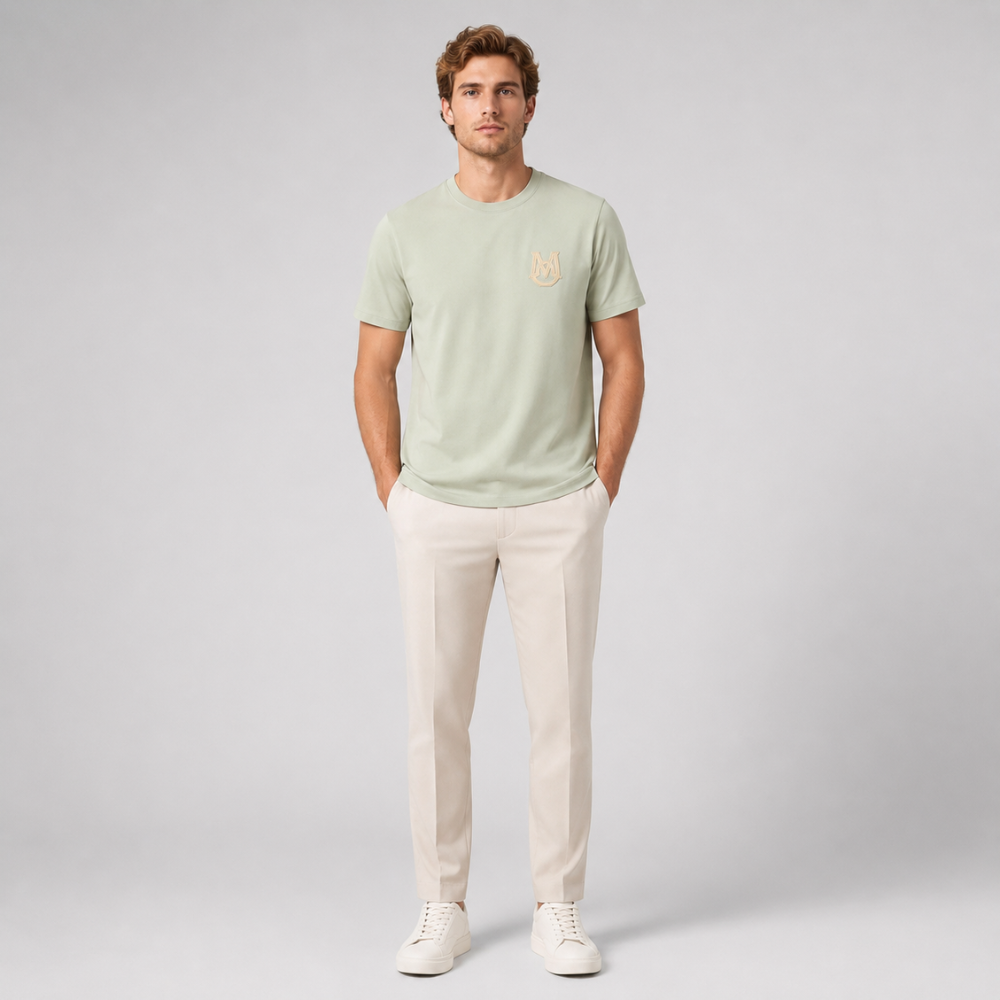 Moncler Green Short Sleeve T-Shirt with Textured Logo