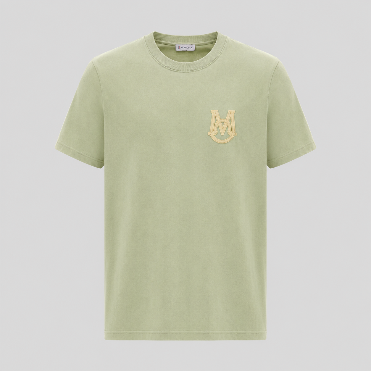 Moncler Green Short Sleeve T-Shirt with Textured Logo