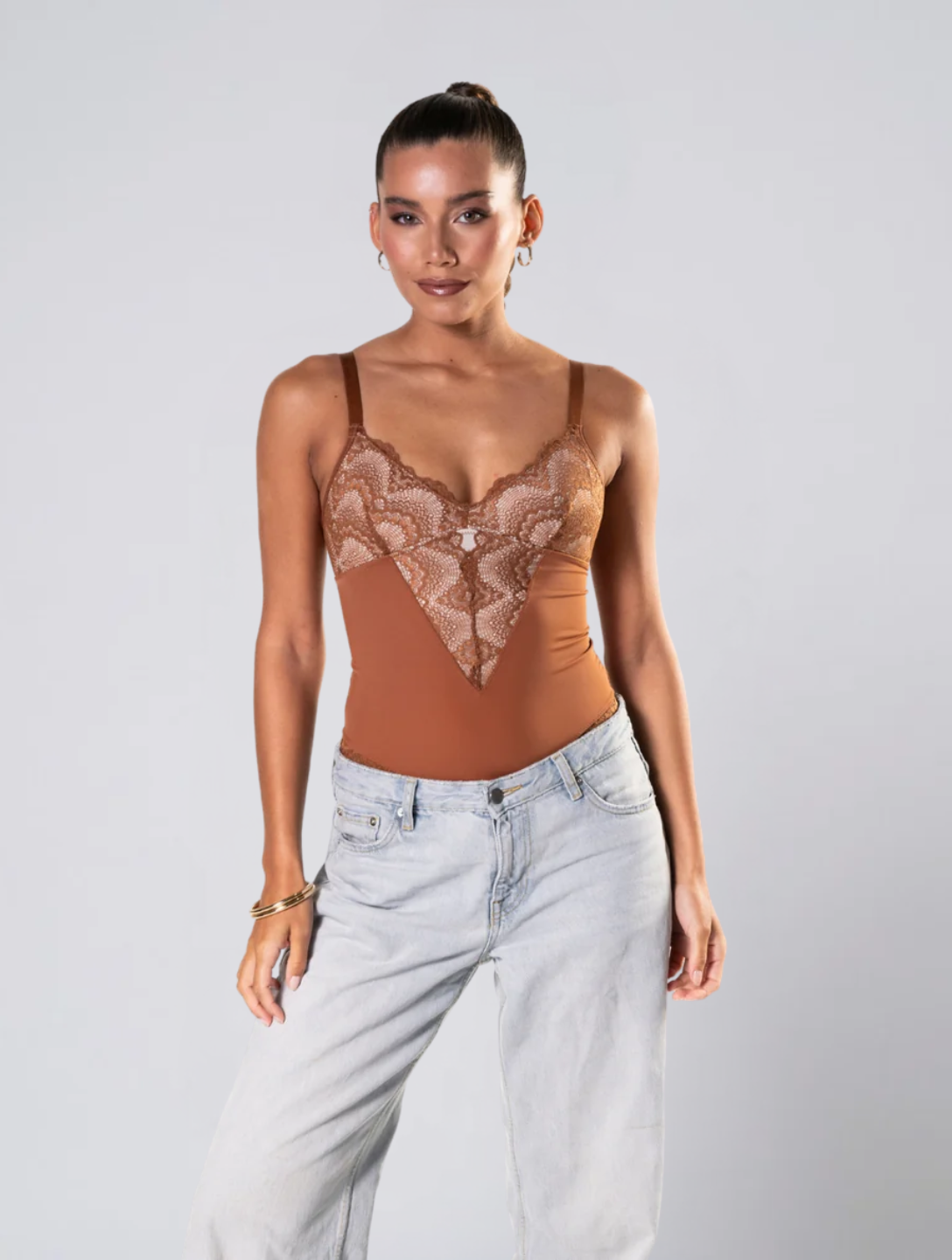 Lace Bodysuit for Women – Low Back Body with Adjustable Straps