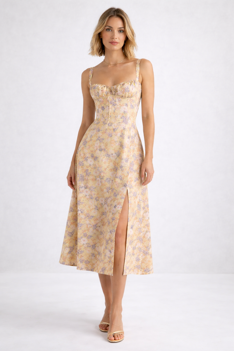 Halter Neck Summer Dress for Women – Elegant Floral Vacation Dress