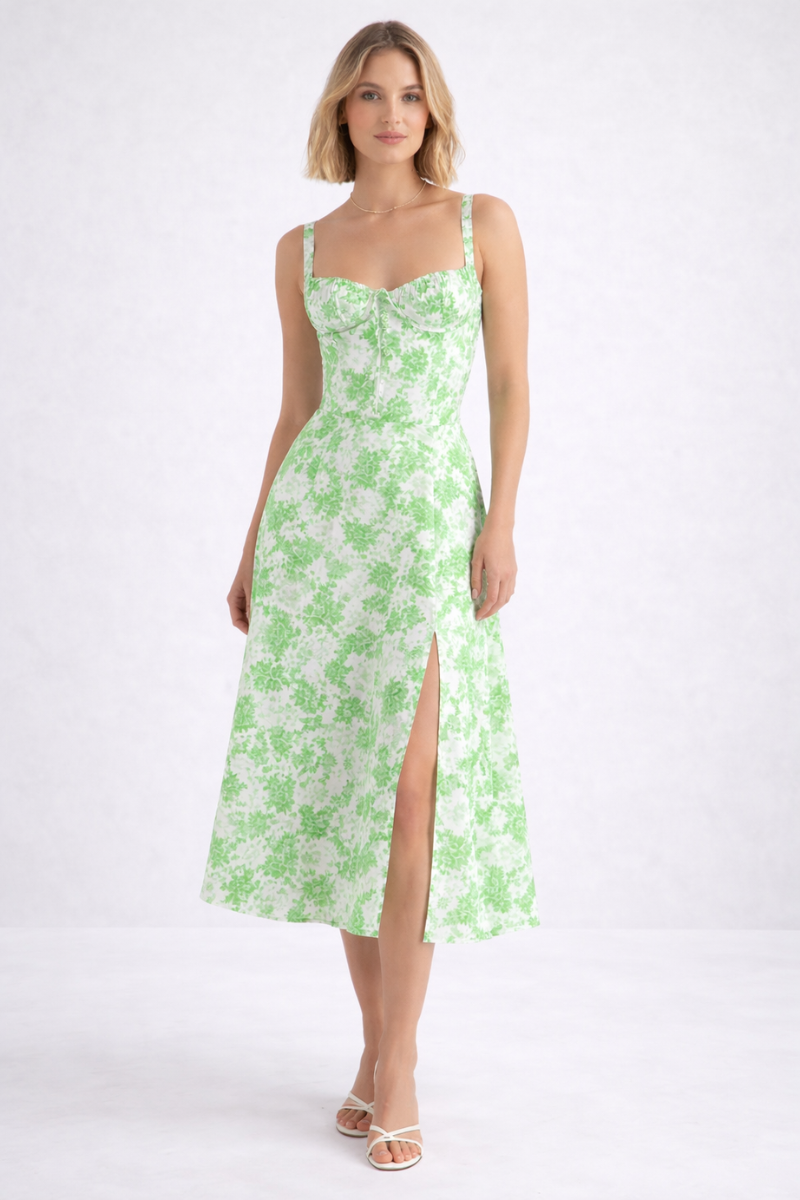 Halter Neck Summer Dress for Women – Elegant Floral Vacation Dress