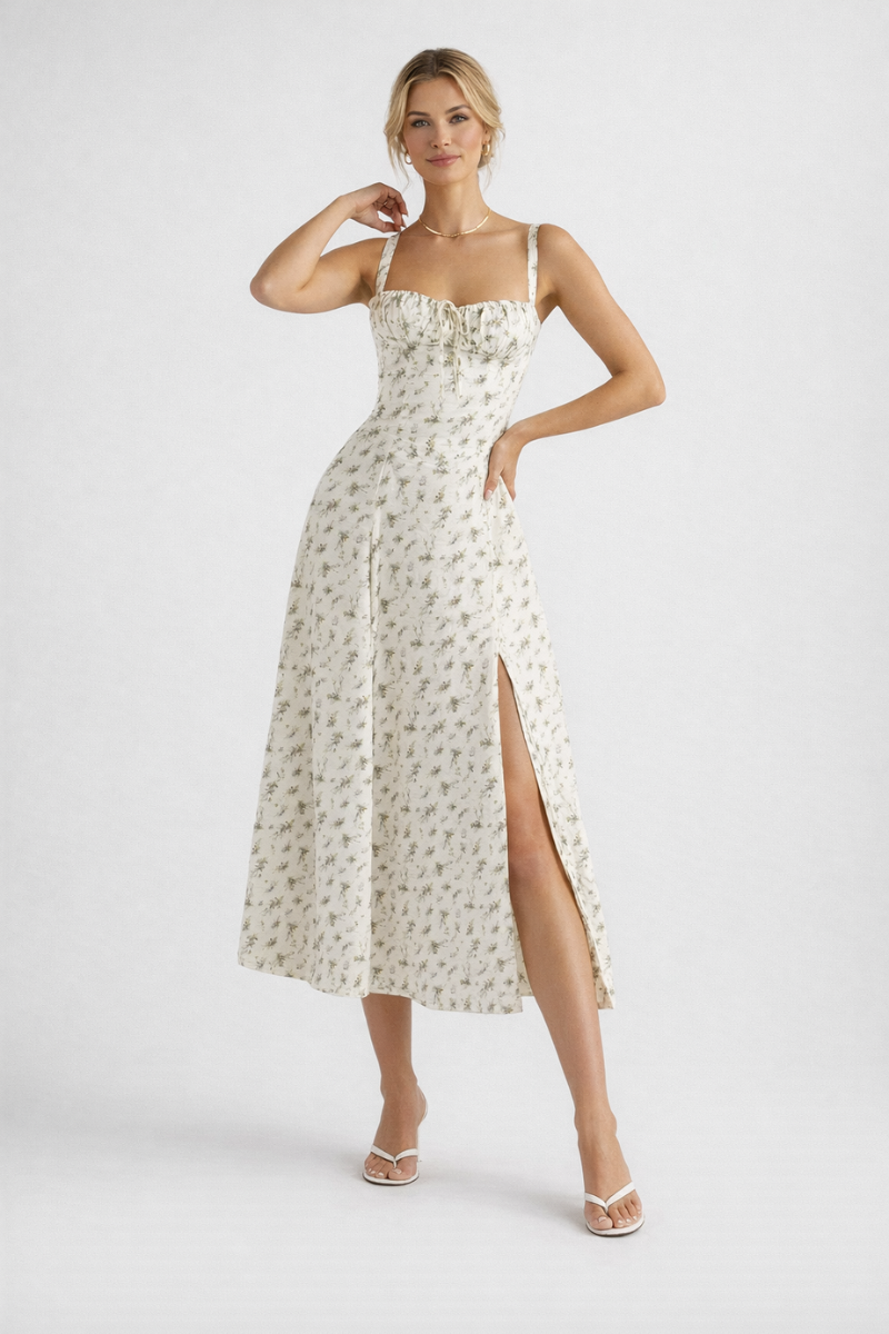 Halter Neck Summer Dress for Women – Elegant Floral Vacation Dress