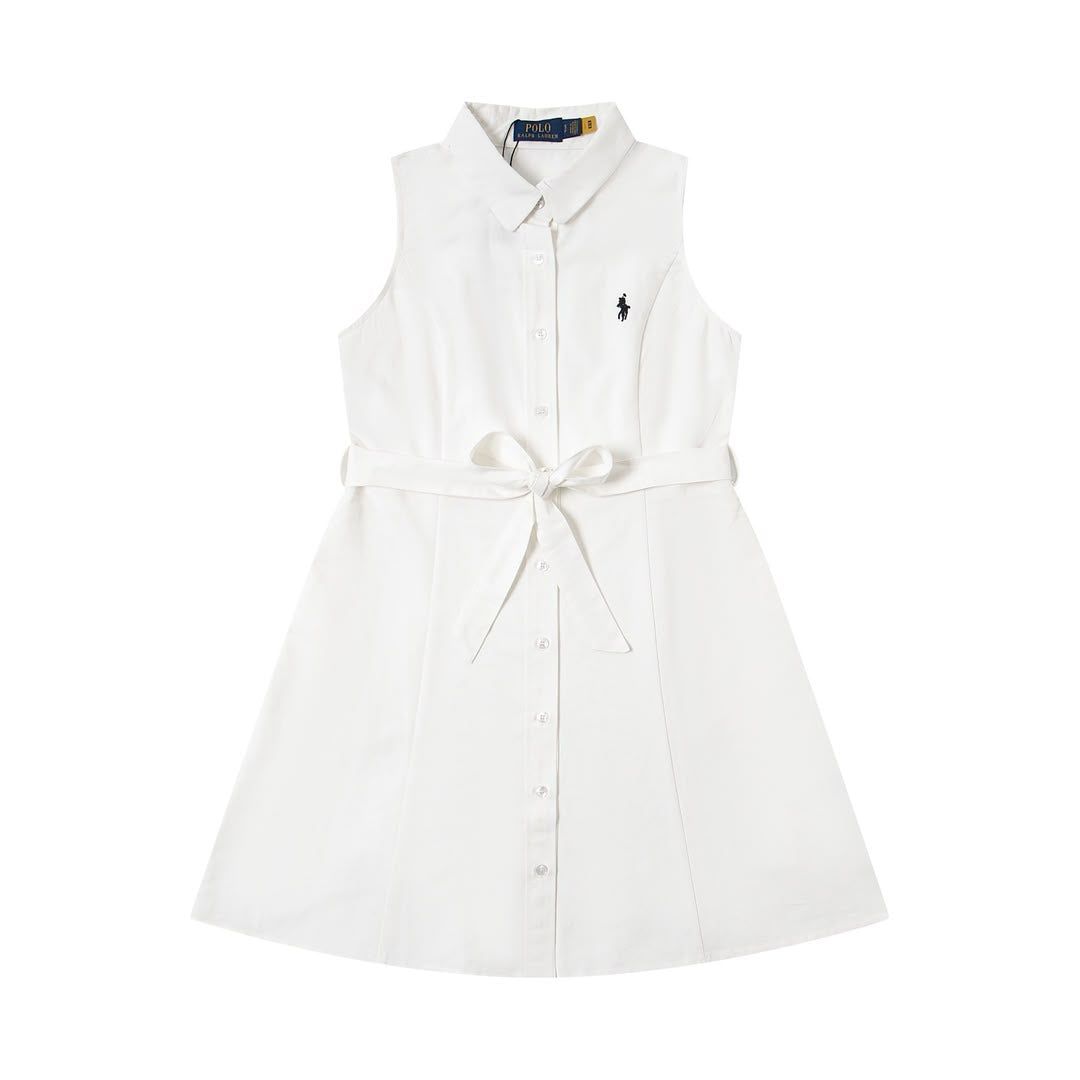 Oxford belted sleeveless shirtdress - blousedress