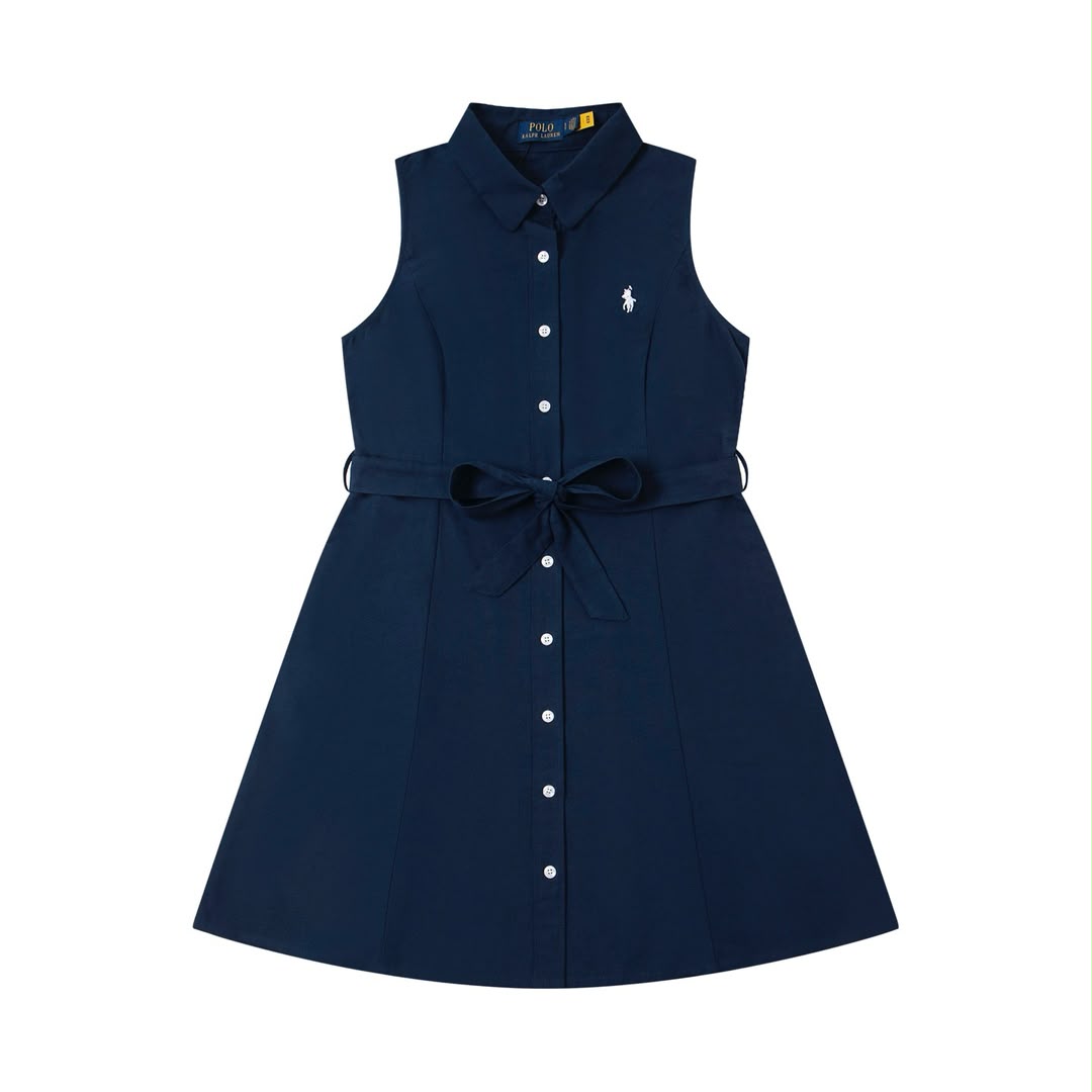 Oxford belted sleeveless shirtdress - blousedress