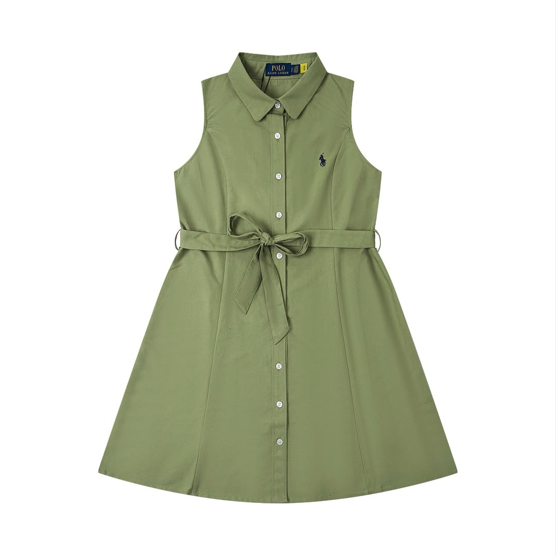 Oxford belted sleeveless shirtdress - blousedress