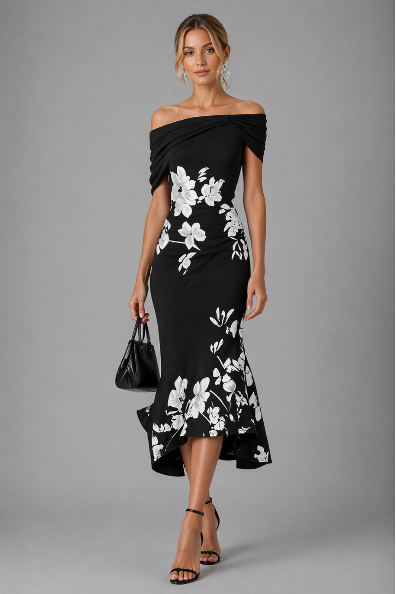 Isabrunel Women's Midi Dress - Elegant Evening Party Dress
