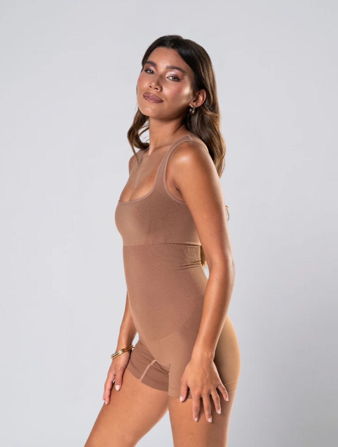 Seamless Shapewear Jumpsuit for Women – Square Neck One Piece with Wide Straps