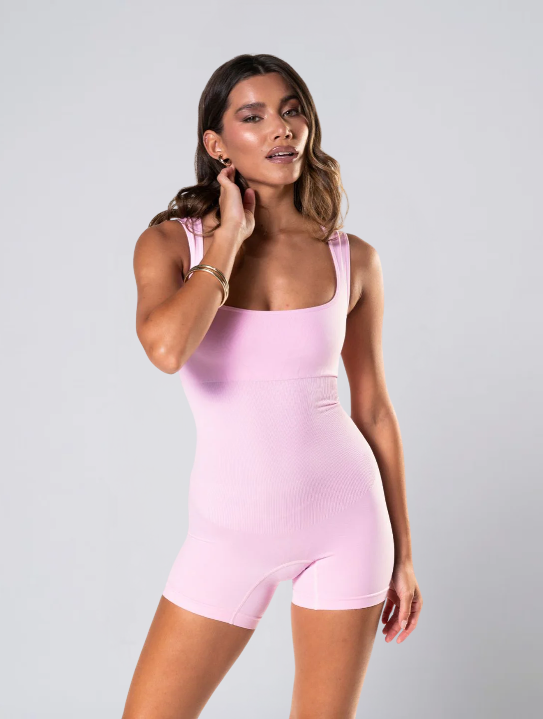 Seamless Shapewear Jumpsuit for Women – Square Neck One Piece with Wide Straps