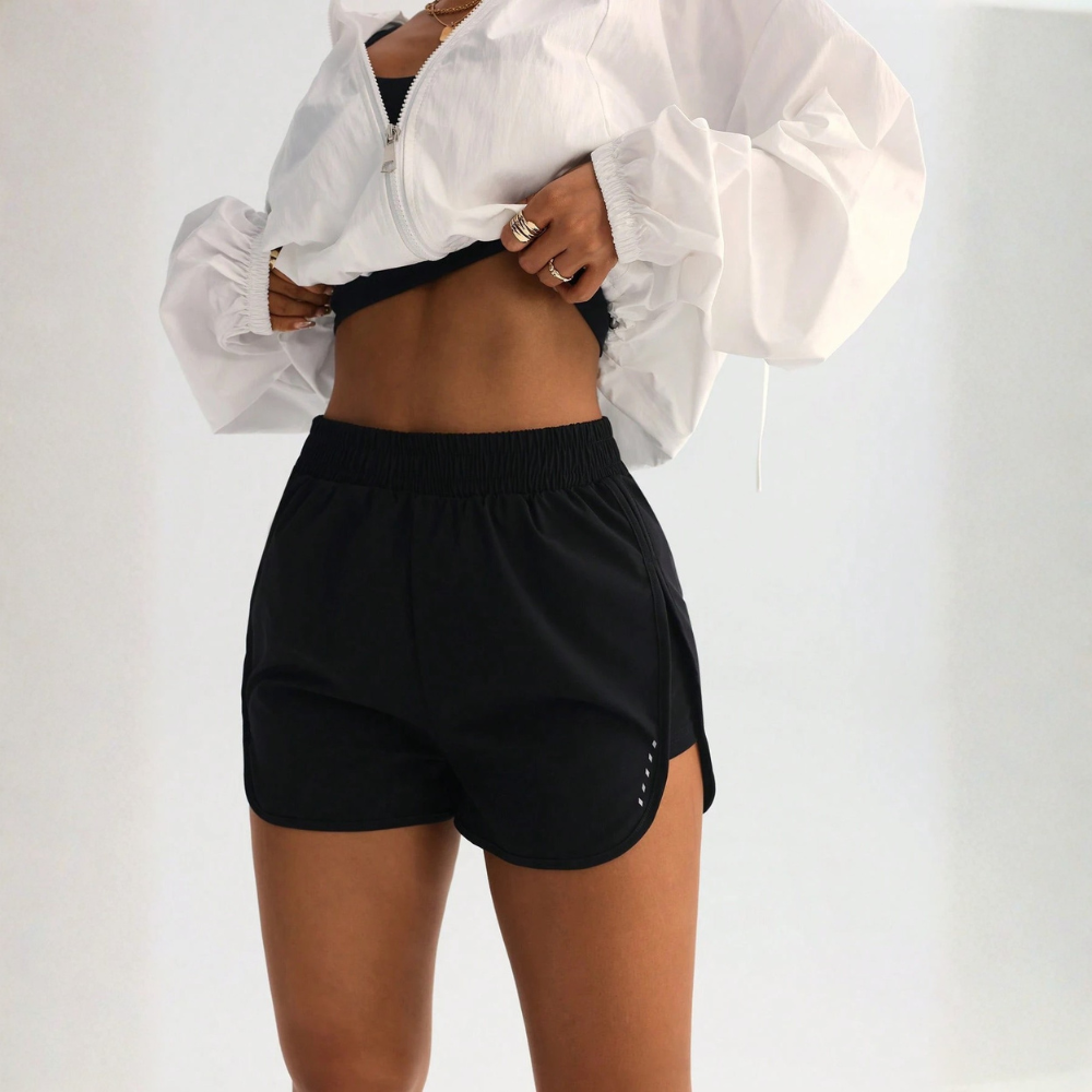 Women’s High Waisted Running Shorts – Stretch Workout Gym Shorts with Side Slits