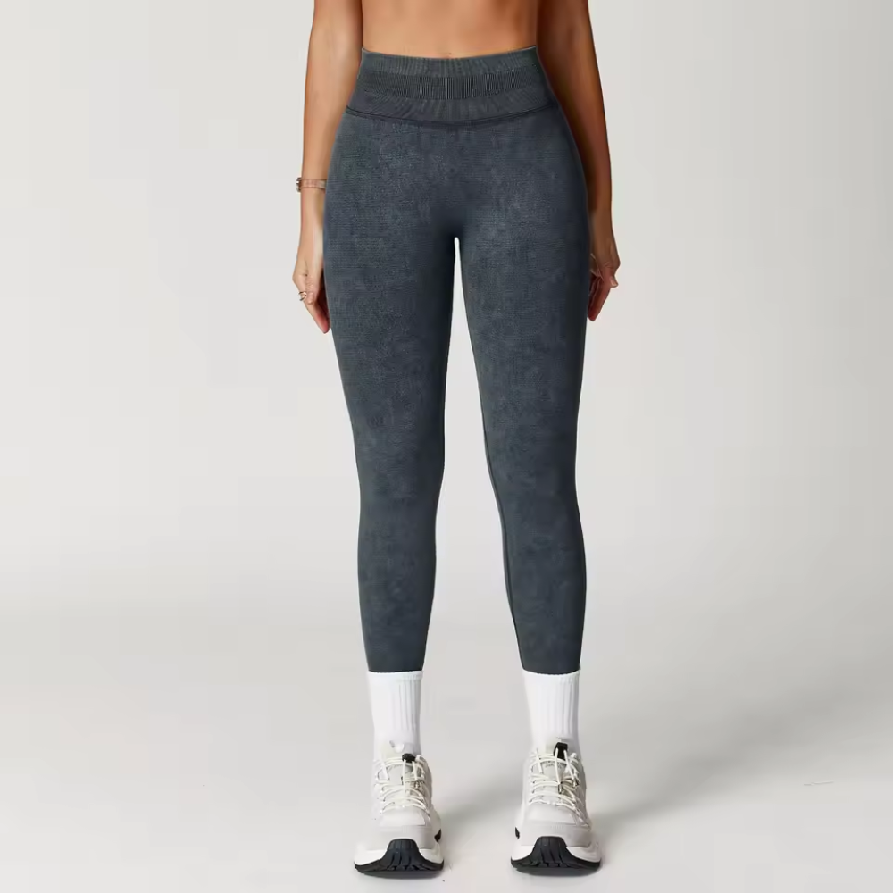 Seamless High Waisted Gym Leggings with Ribbed Waistband for Women – Stretch Workout Leggings