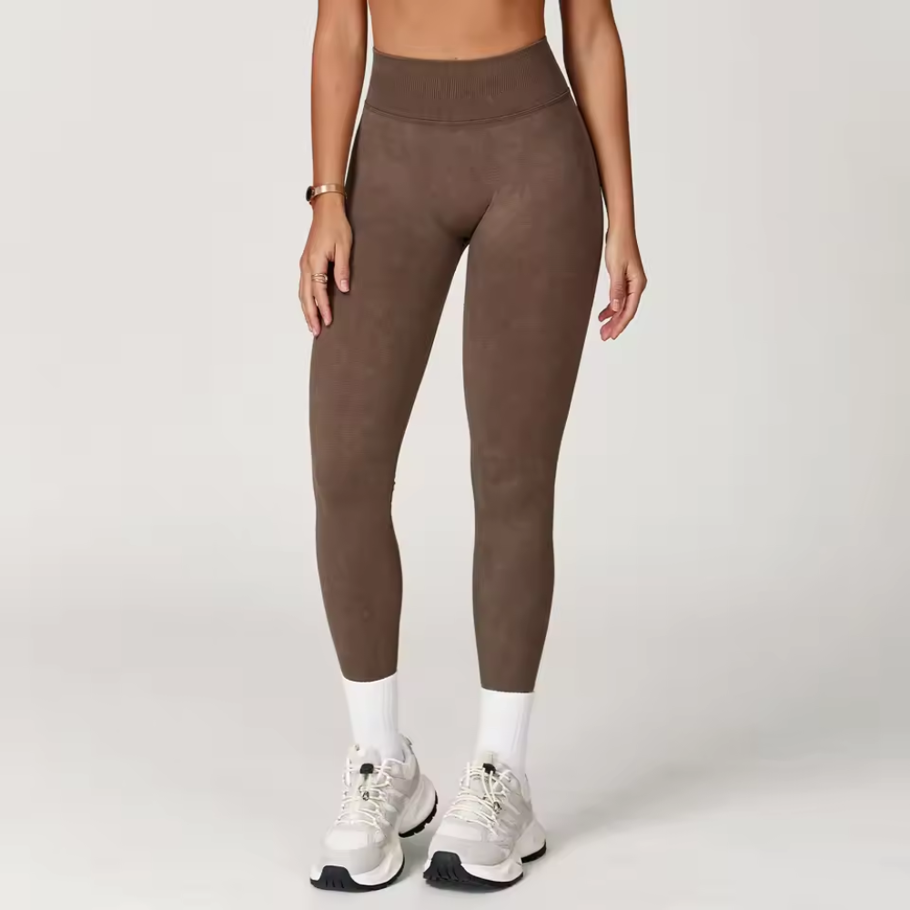 Seamless High Waisted Gym Leggings with Ribbed Waistband for Women – Stretch Workout Leggings