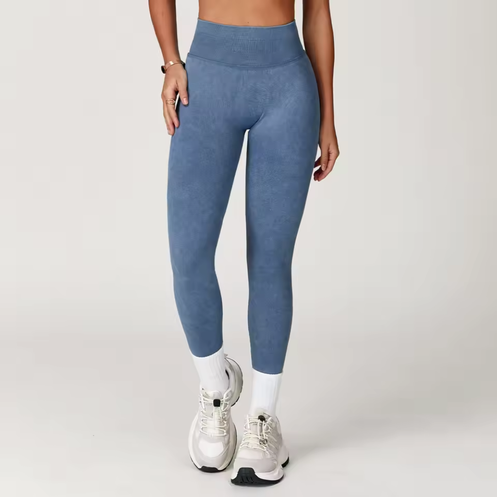 Seamless High Waisted Gym Leggings with Ribbed Waistband for Women – Stretch Workout Leggings