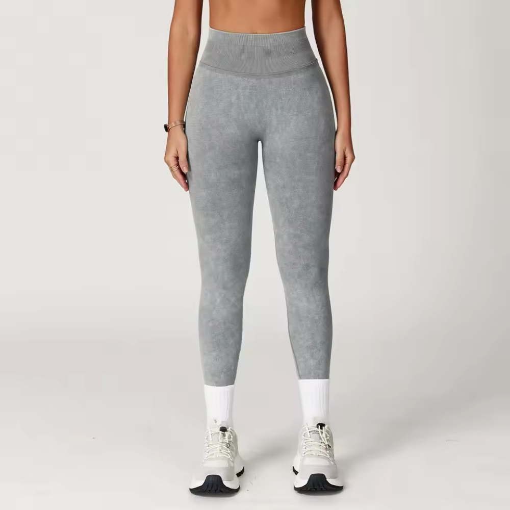 Seamless High Waisted Gym Leggings with Ribbed Waistband for Women – Stretch Workout Leggings