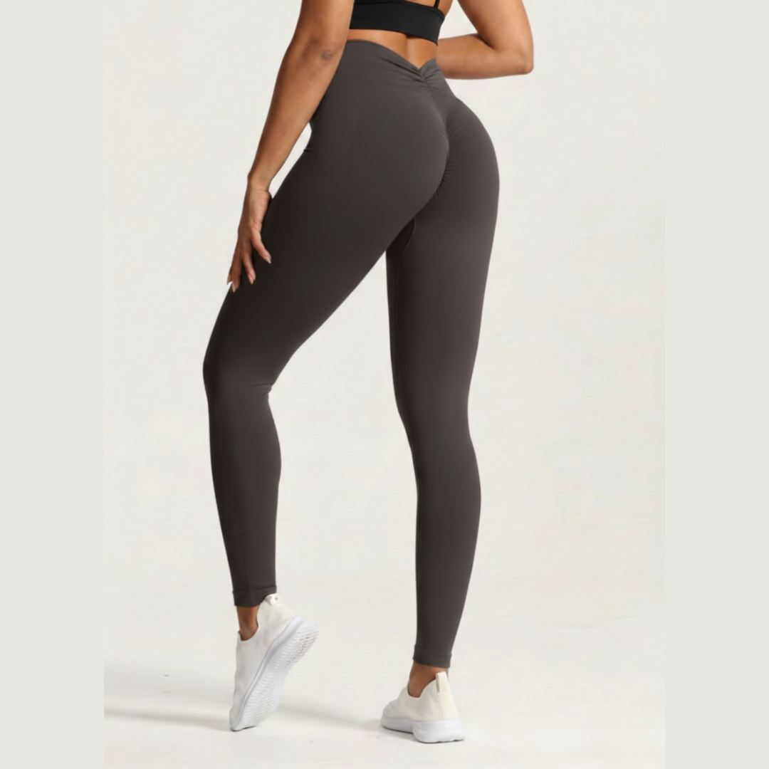 Seamless V Back High Waisted Gym Leggings for Women – Stretch Workout Leggings