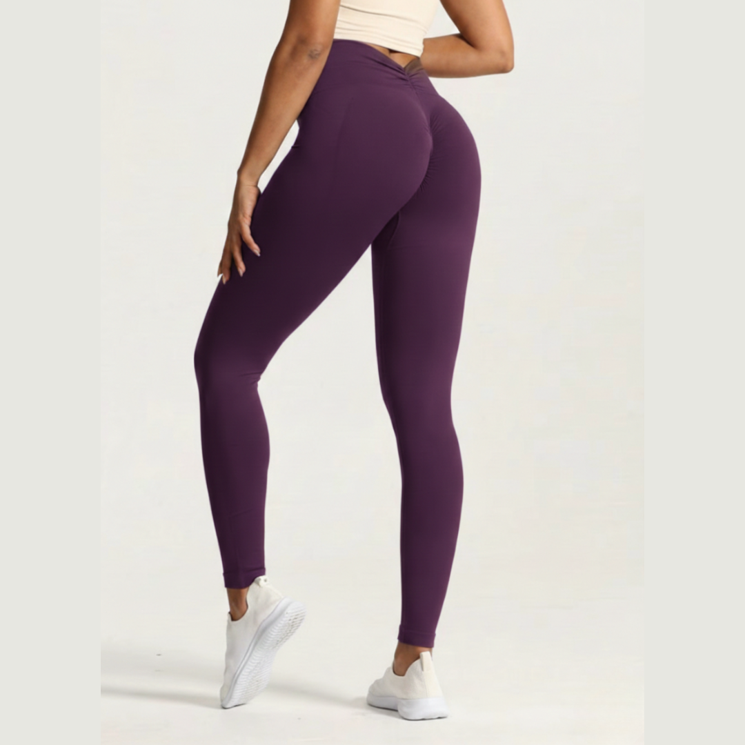 Seamless V Back High Waisted Gym Leggings for Women – Stretch Workout Leggings