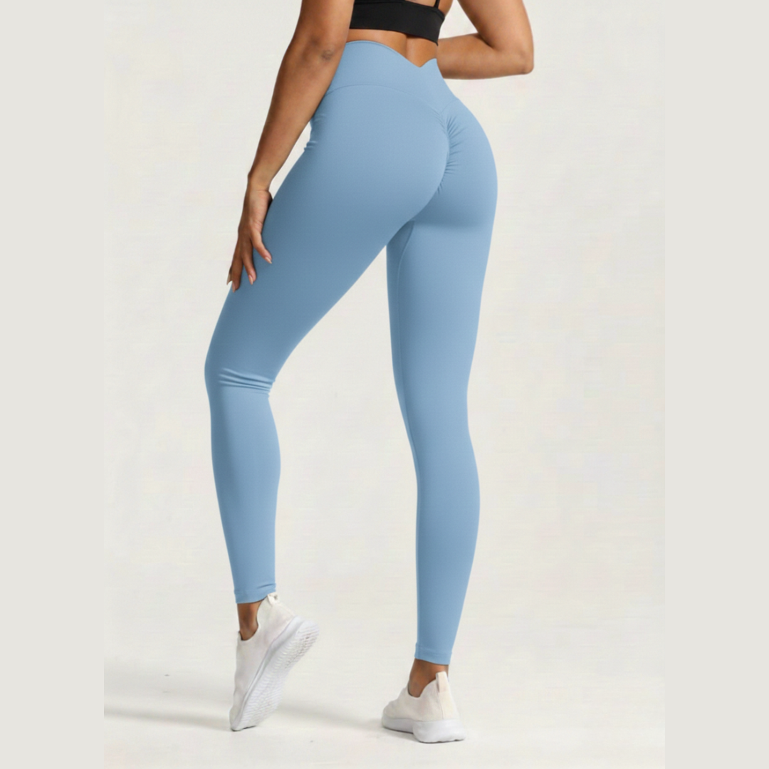 Seamless V Back High Waisted Gym Leggings for Women – Stretch Workout Leggings