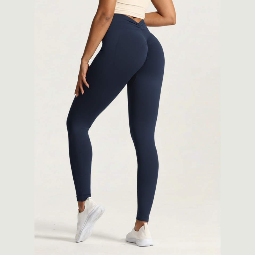 Seamless V Back High Waisted Gym Leggings for Women – Stretch Workout Leggings