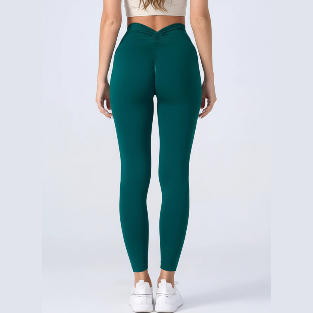 Seamless V Back High Waisted Gym Leggings for Women – Stretch Workout Leggings