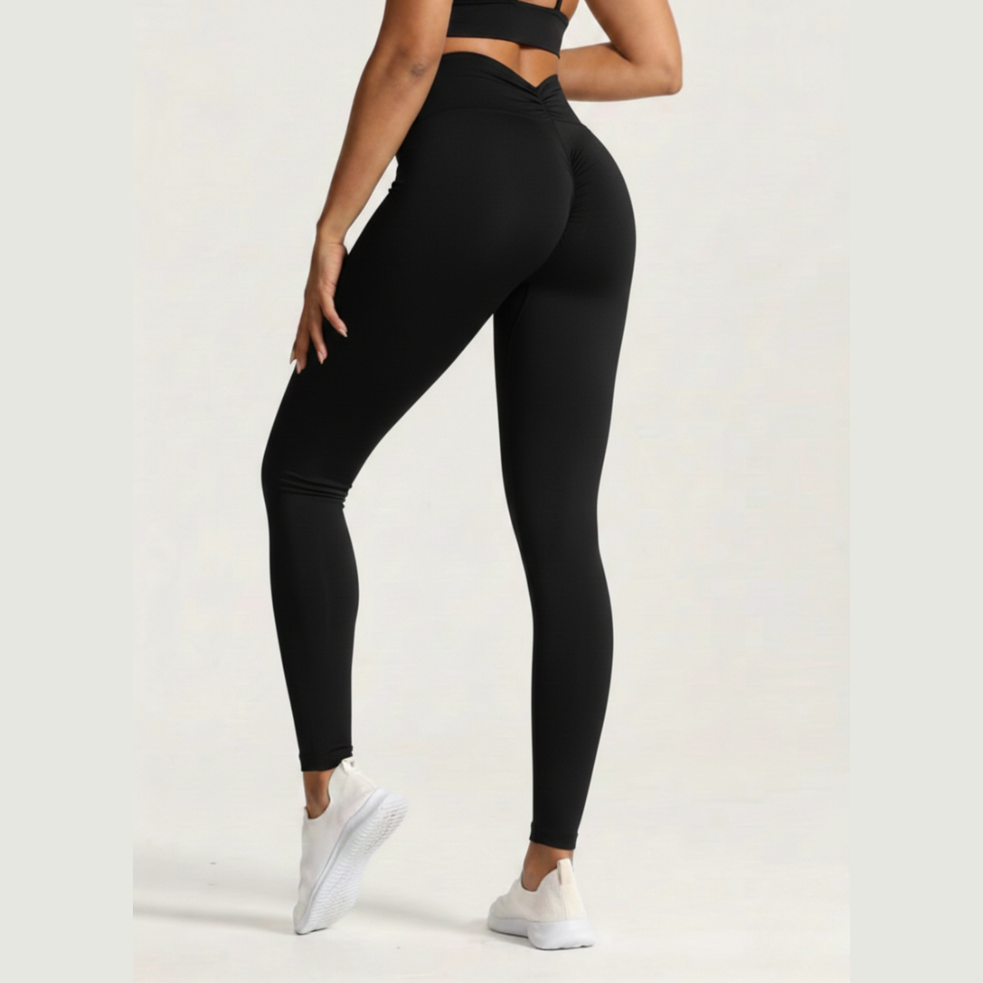Seamless V Back High Waisted Gym Leggings for Women – Stretch Workout Leggings