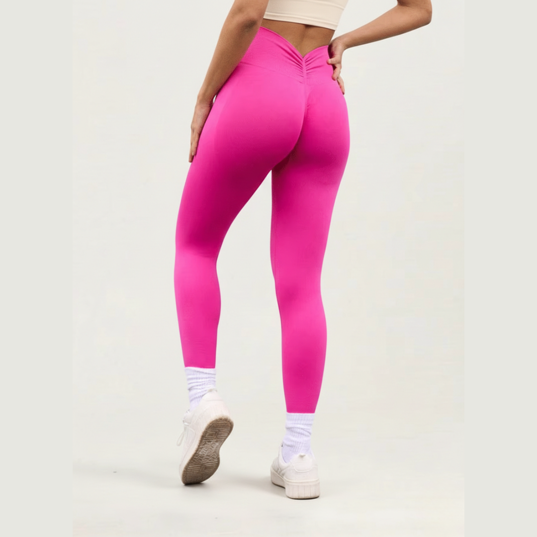 Seamless V Back High Waisted Gym Leggings for Women – Stretch Workout Leggings