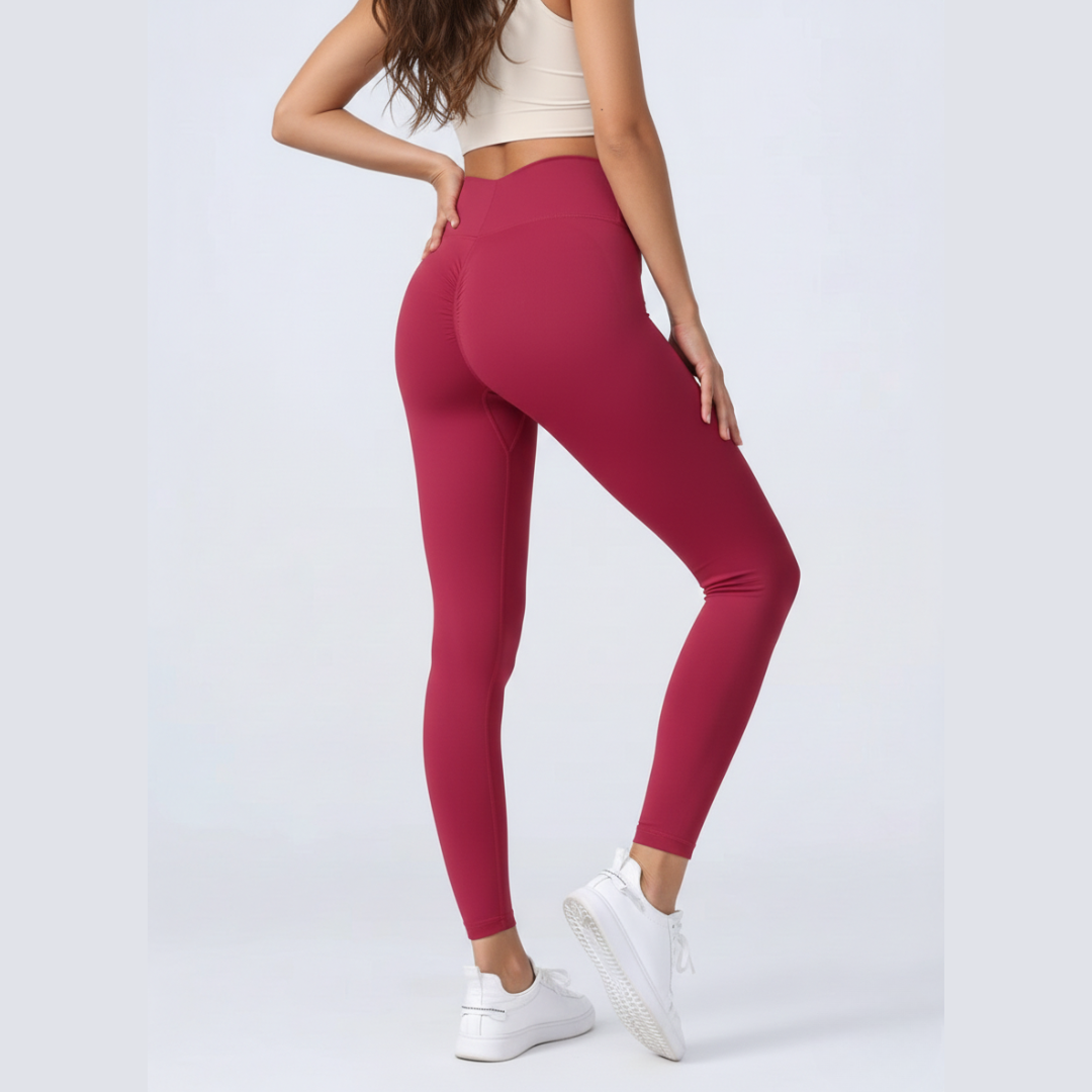 Seamless V Back High Waisted Gym Leggings for Women – Stretch Workout Leggings