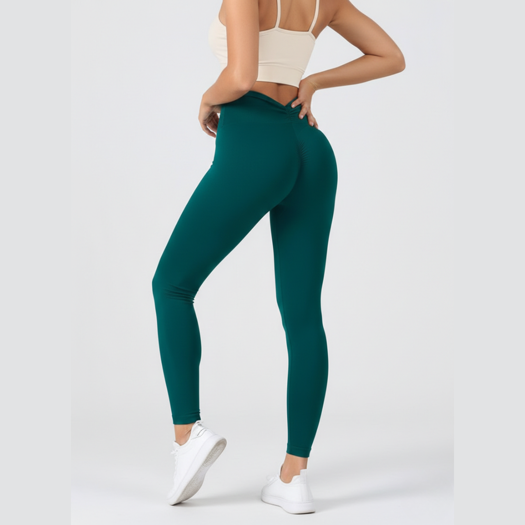 Seamless V Back High Waisted Gym Leggings for Women – Stretch Workout Leggings