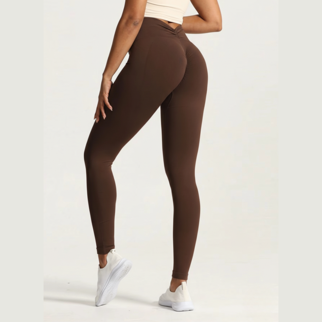 Seamless V Back High Waisted Gym Leggings for Women – Stretch Workout Leggings