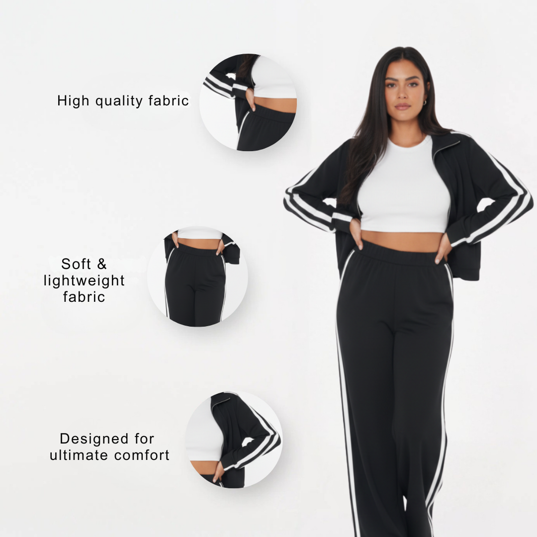 Women’s Tracksuit Set – Two Piece Jacket and Jogger Set with Zip Up Top
