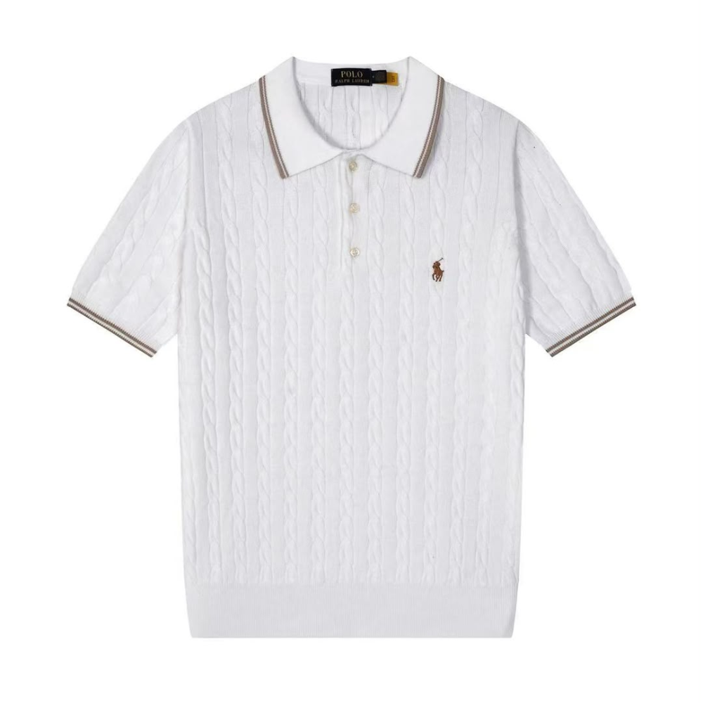 Men's Classic Fit Cable Knit Polo Shirt