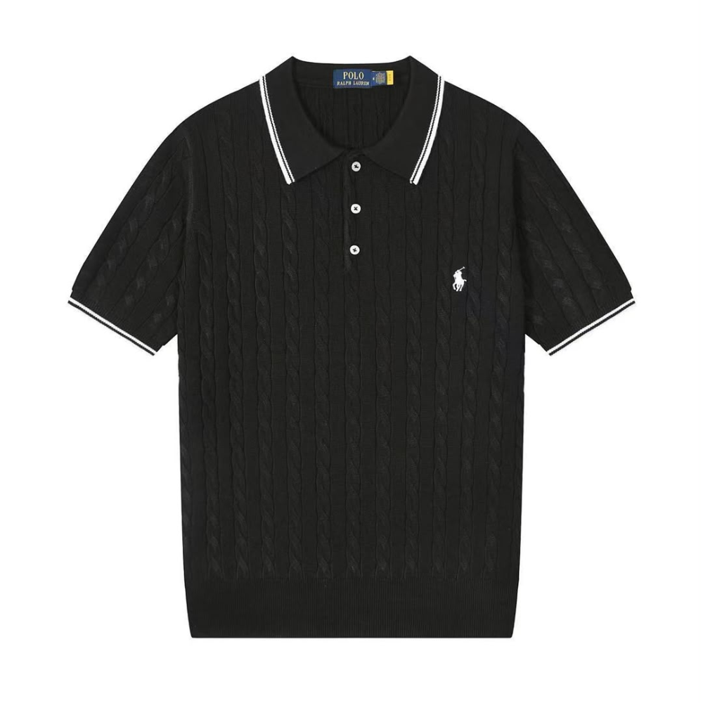 Men's Classic Fit Cable Knit Polo Shirt