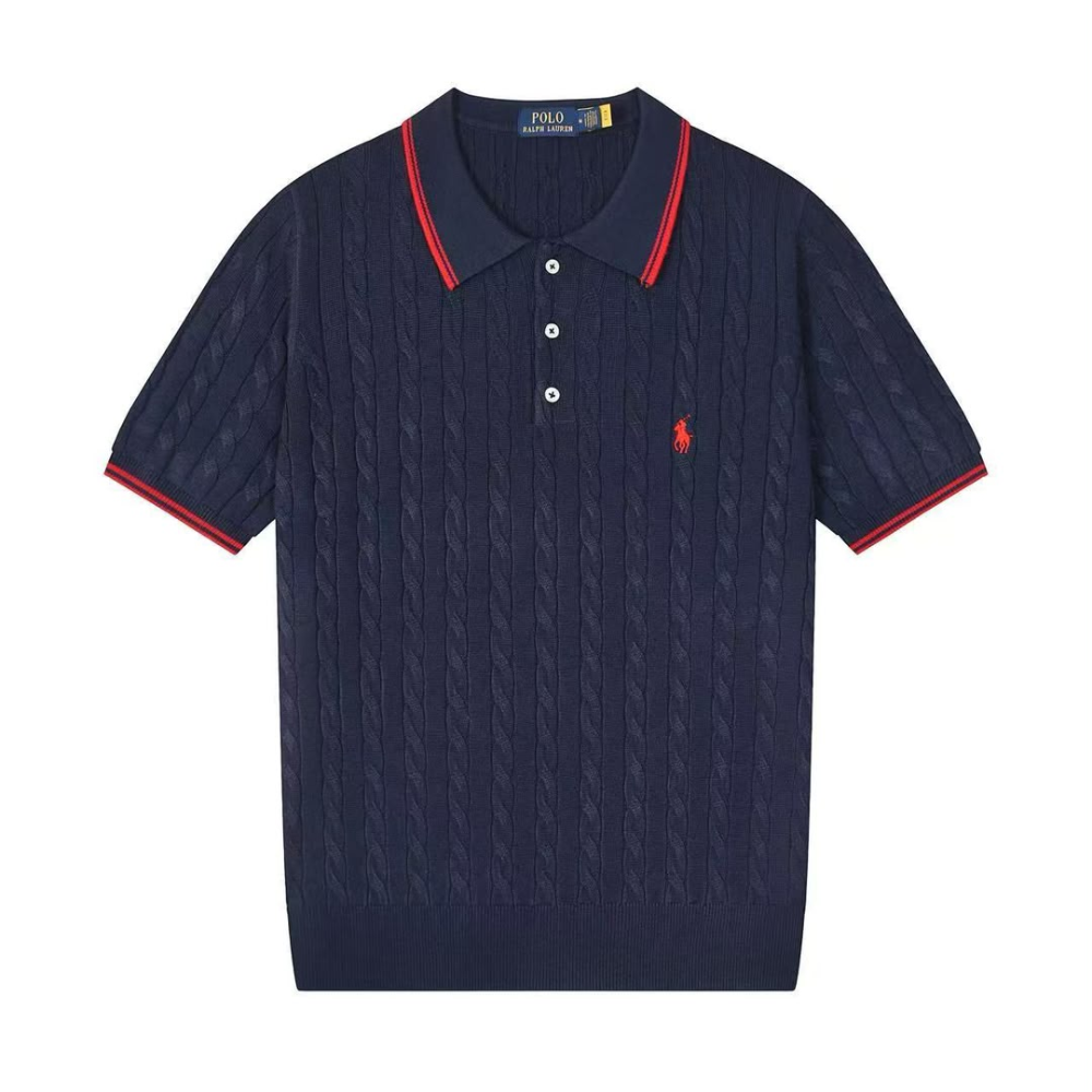 Men's Classic Fit Cable Knit Polo Shirt